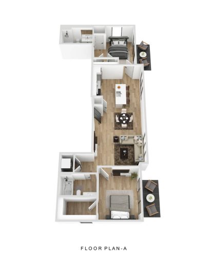 a floor plan of a two bedroom apartment at The Fuller Park Flats